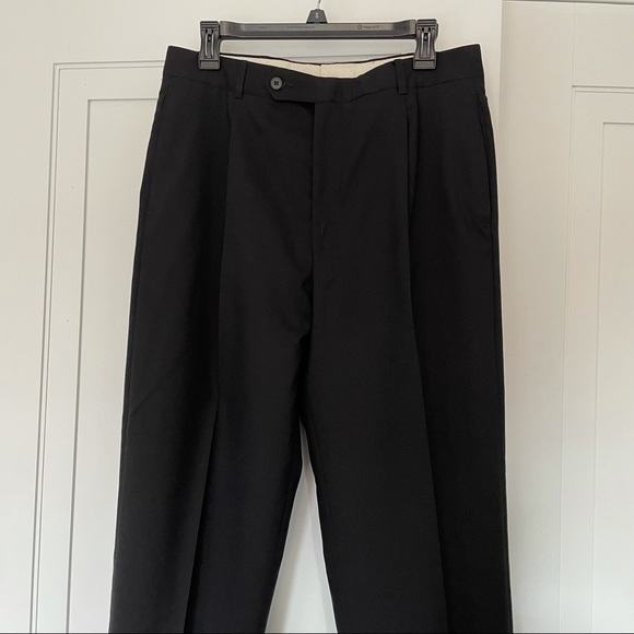 Oscar De Le Renta Men Luxury Black 100% Wool Dress Pants Trousers Slacks - Picture 5 of 17